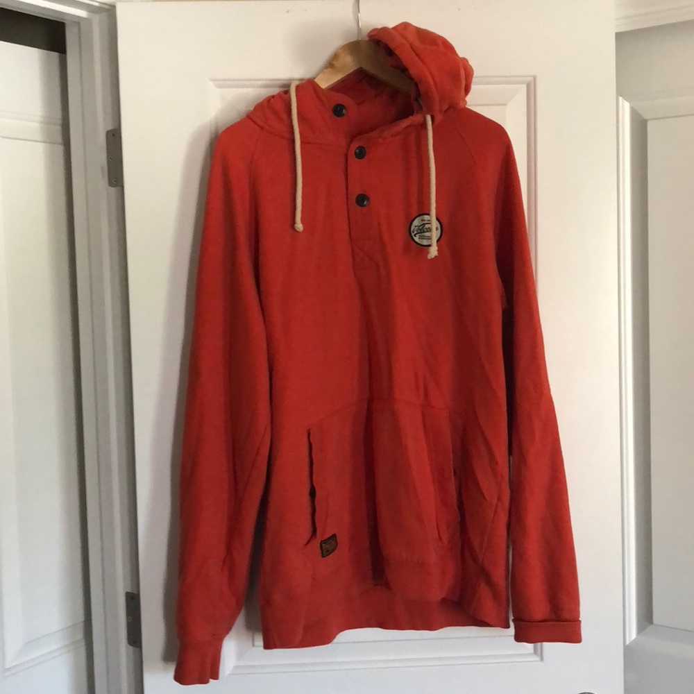 Volcom orange button up sweatshirt